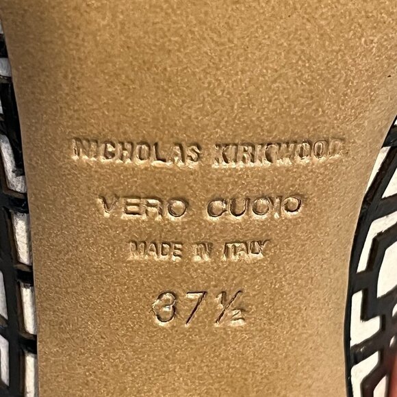 Nicholas Kirkwood Italian Leather Geometric Laser Cut Peep Toe Bootie Stiletto - Picture 11 of 13